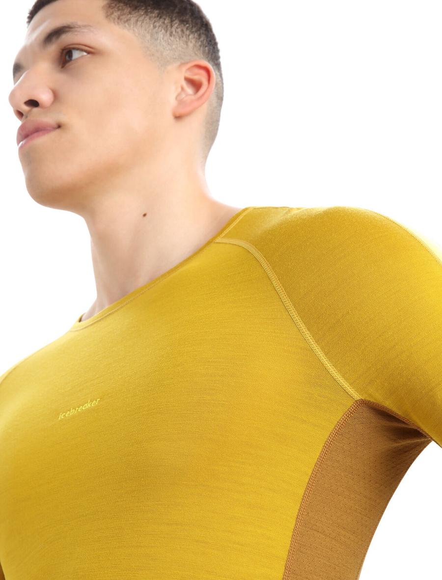 Icebreaker 200 ZoneKnit™ Merino Long Sleeve Crewe Miesten Base Layers Kultaiset | FI 1326HAPK